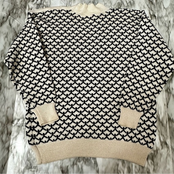 Cream Knit Sweater with Button Accents Vintage 90’s Hand Loomed High Neck Cozy - Picture 9 of 9